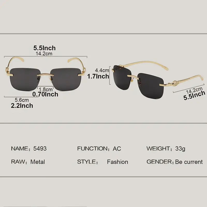 Vintage Style Rimless Glasses for Men, TAC Lens, Iron Alloy Frame