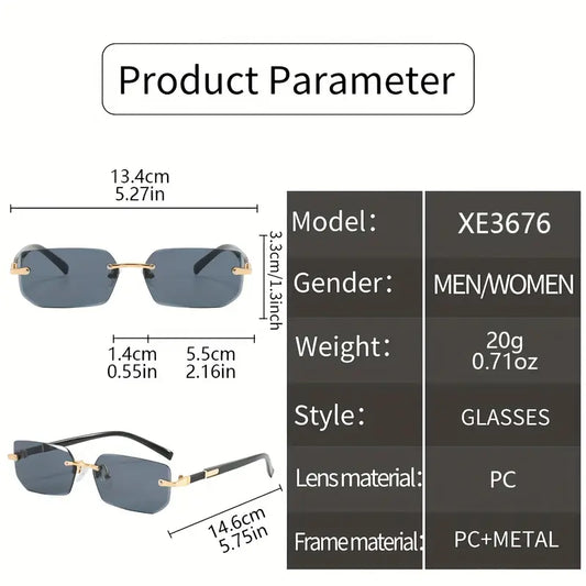 Fashion Square Frameless Glasses.