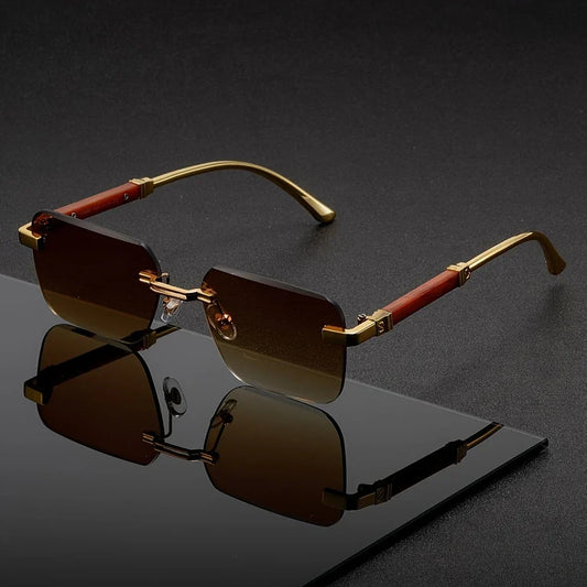 Elegant Unisex Gradient Frameless Fashion Glasses - Stylish Dark Lenses