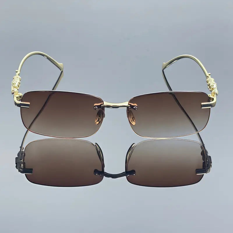 Leopard Design Fashion Glasses, Lightweight Luxury Full-Frame Rectangular