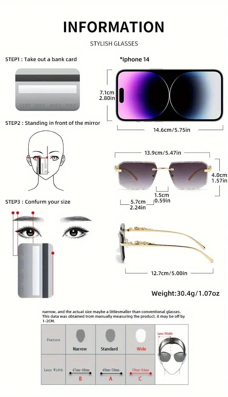Rimless Leopard Detail Glasses with Anti-Reflection PC Lens, Zinc Alloy Frame