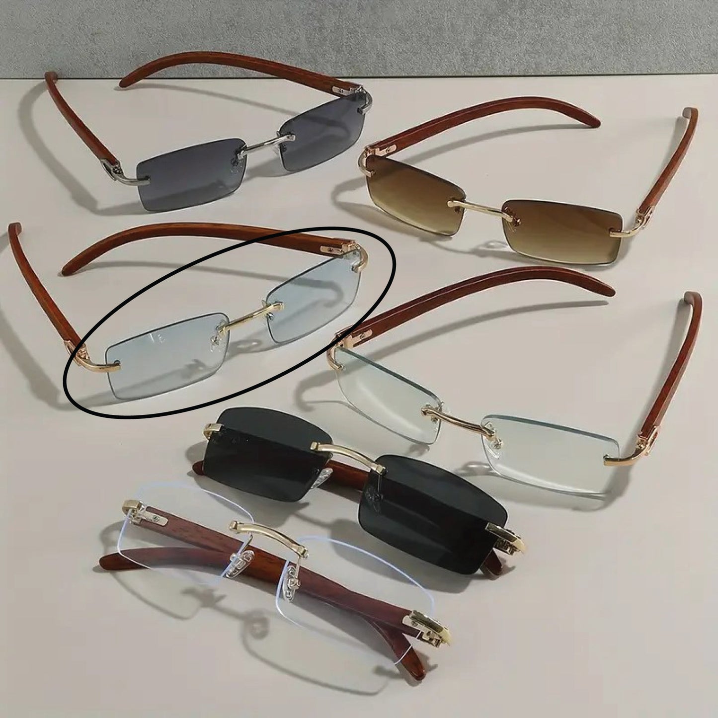 Wooden Texture Glasses, Frameless Decorative Glasses for Men