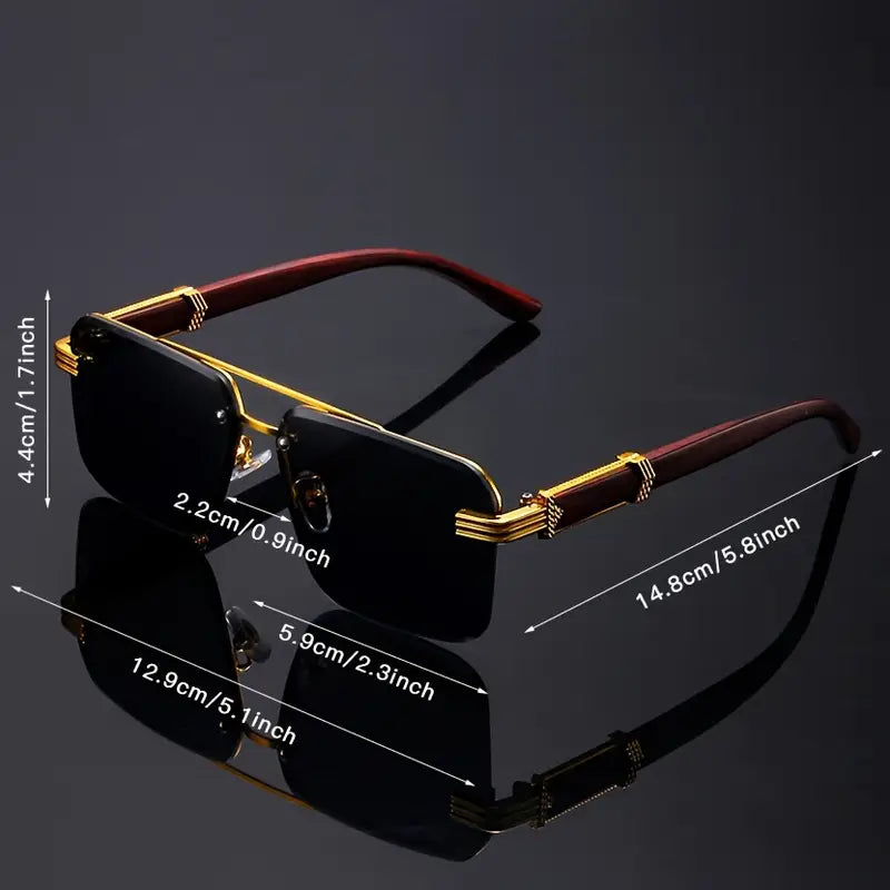 Stylish Double Beam Half-Frame Polygonal Edgeless Glasses