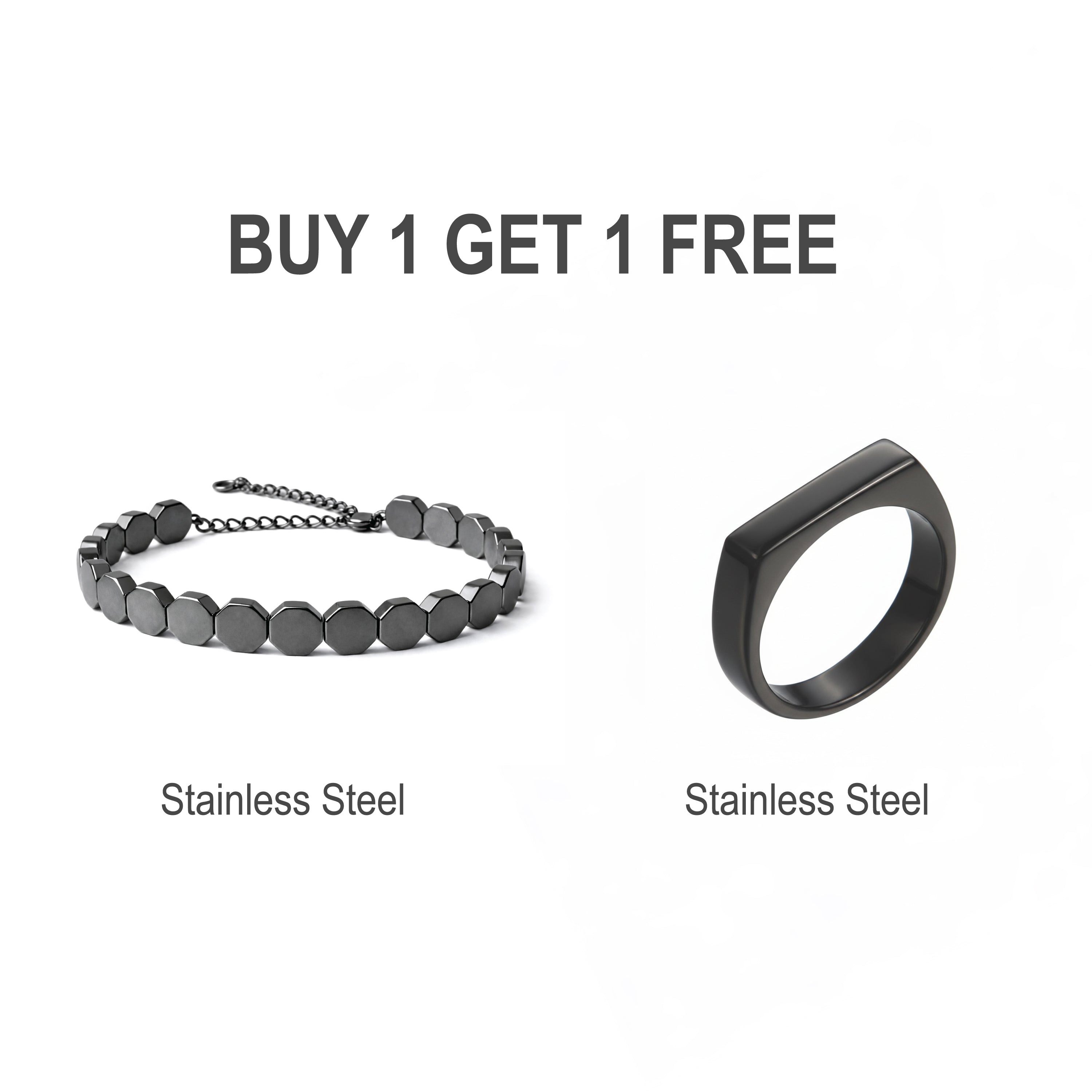 Metallic Octalink Black + Black Greek Ring