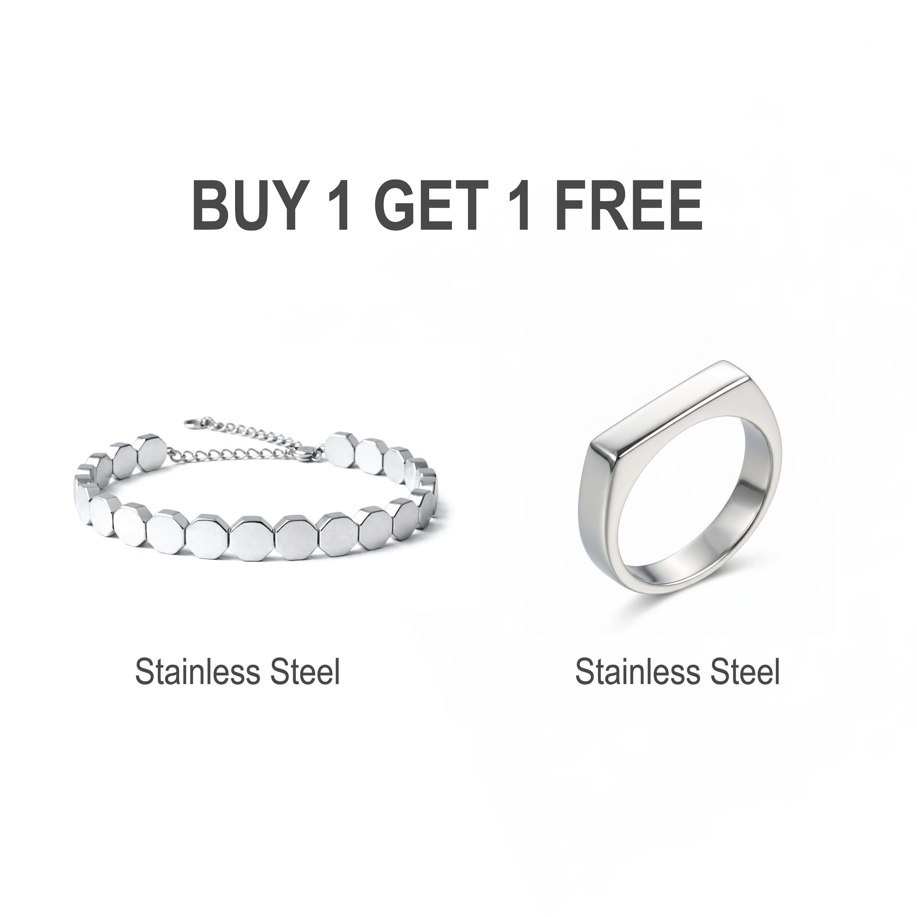 Metallic Octalink Silver + Silver Greek Ring