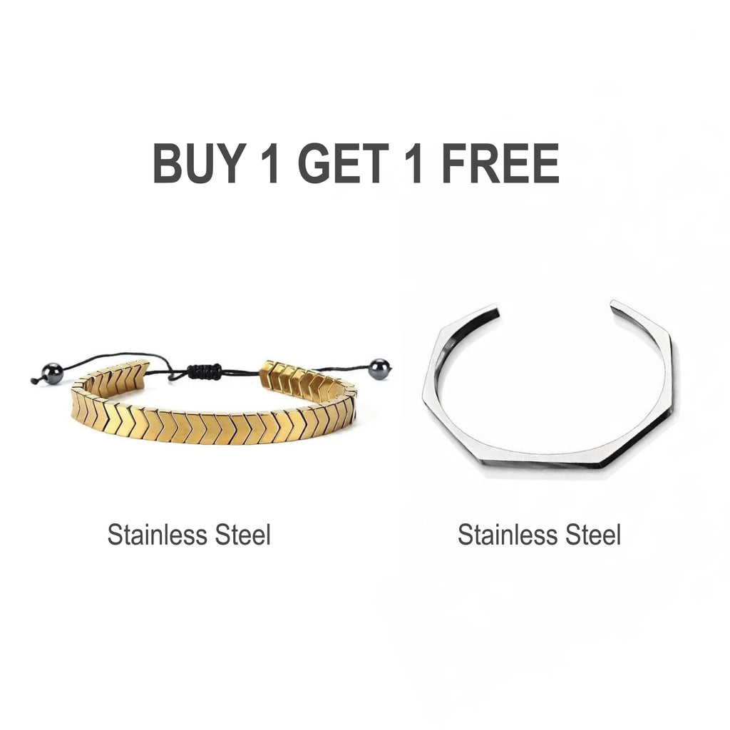 Arrow-Design Gold + Hexa Bracelet