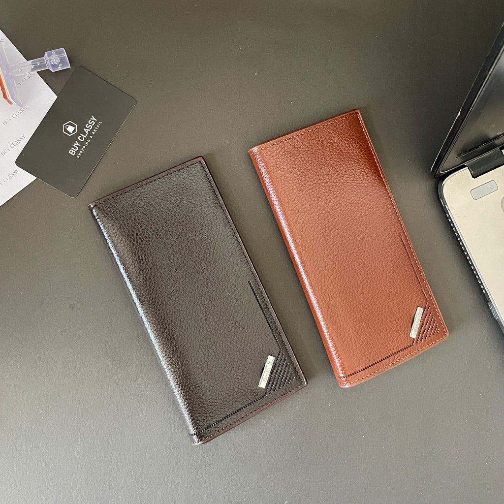 remium Genuine Leather Long Wallet for Men