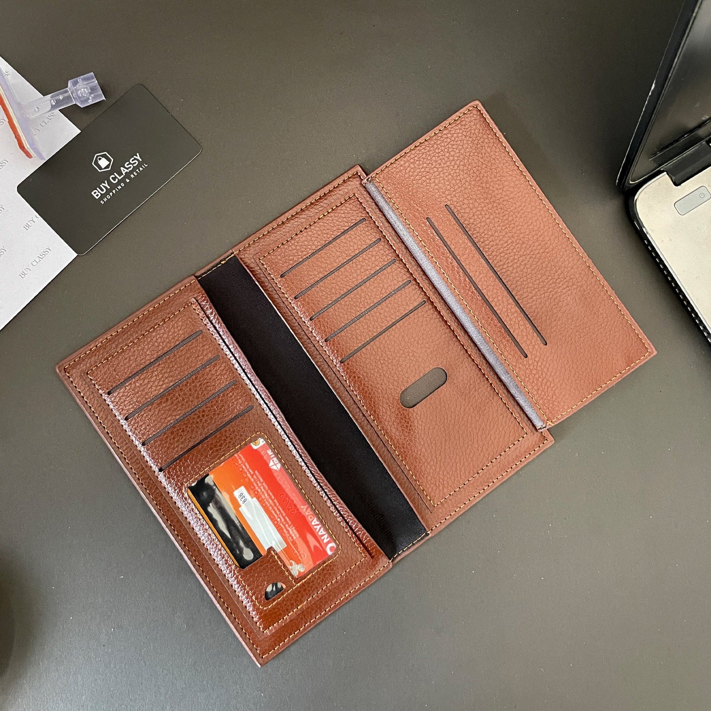 remium Genuine Leather Long Wallet for Men