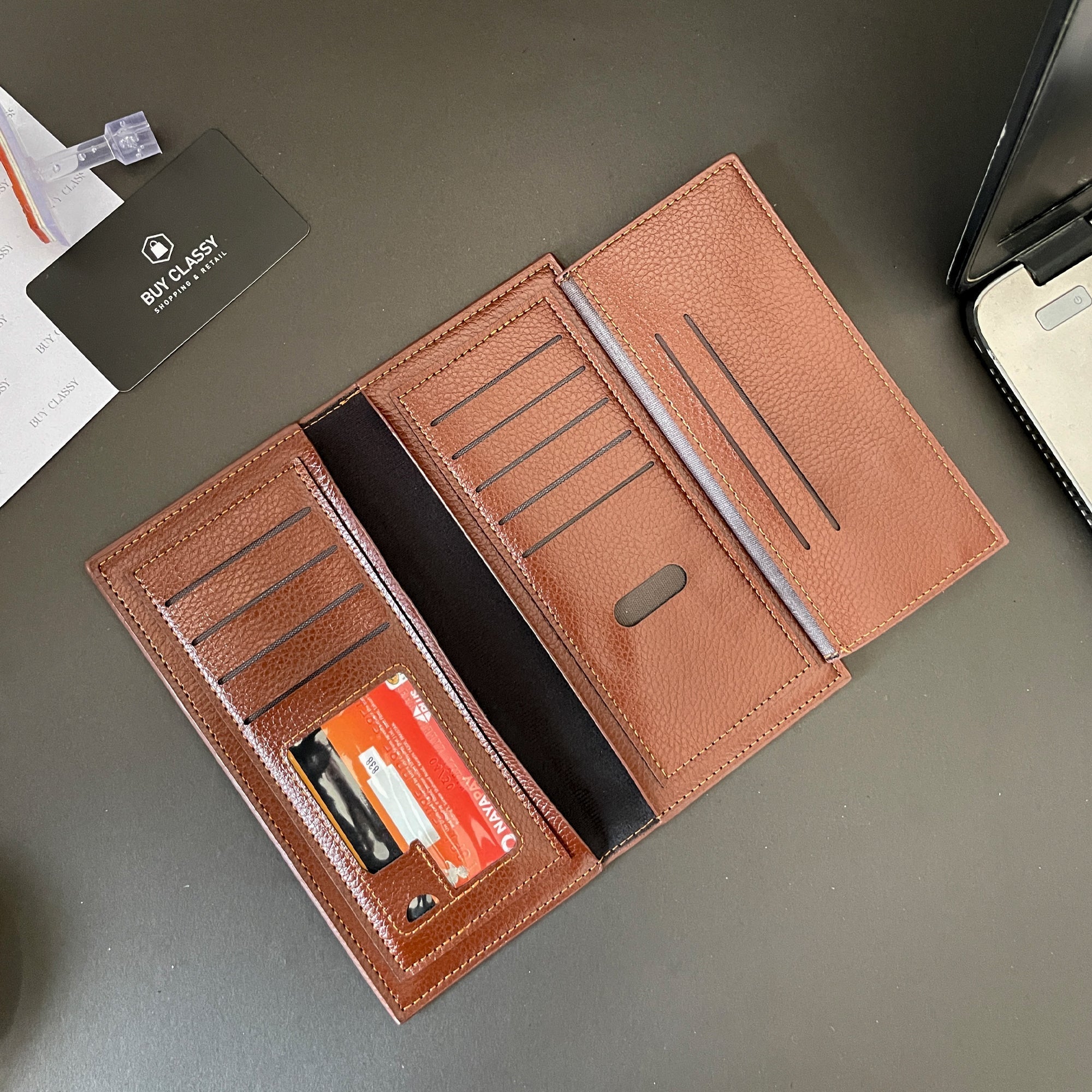 remium Genuine Leather Long Wallet for Men