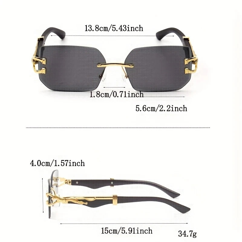 Boho Style Black Glasses with Golden Accents - Anti-Radiation, Scratch-Resistant