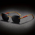 Elegant Unisex Gradient Frameless Fashion Glasses - Stylish Dark  Lenses