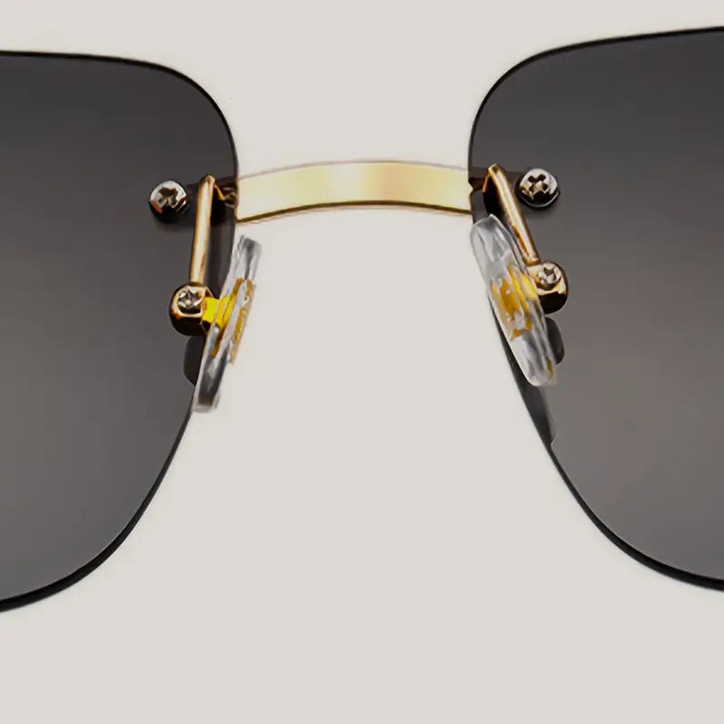 Vintage Style Rimless Glasses for Men, TAC Lens, Iron Alloy Frame