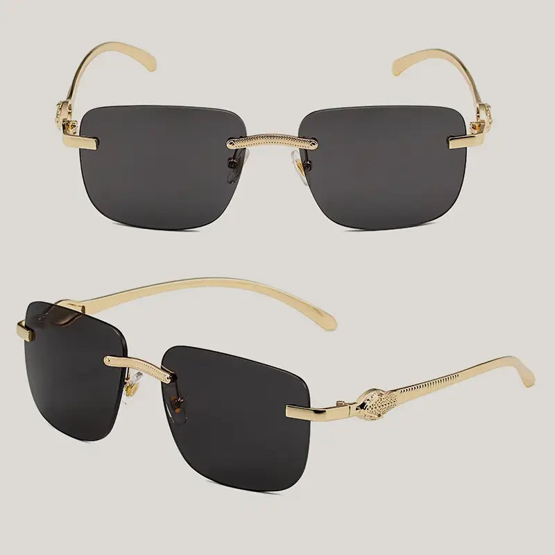 Vintage Style Rimless Glasses for Men, TAC Lens, Iron Alloy Frame