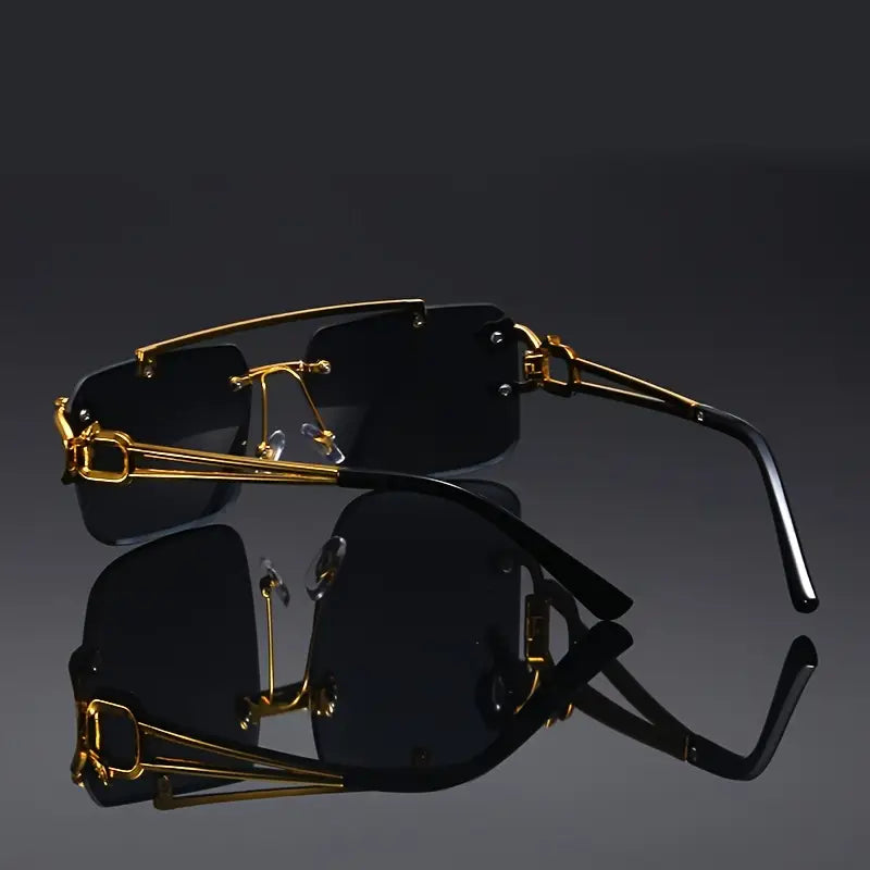 Vintage Golden Frameless Glasses for Men Travel Glasses