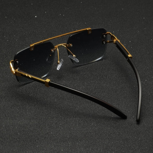 Men's Metal Square Frameless Double Bar Vintage High-Quality