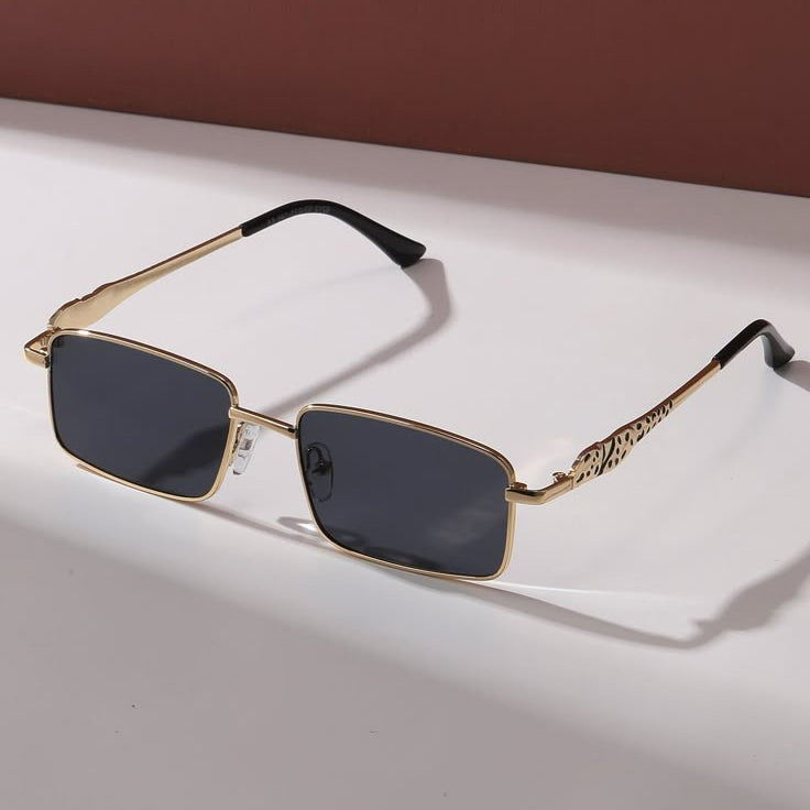 Textured Metal Square Frame Fashion Glasses