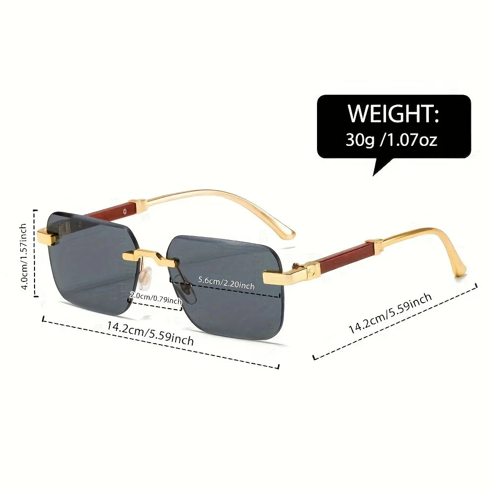 Elegant Unisex Gradient Frameless Fashion Glasses - Stylish Dark  Lenses