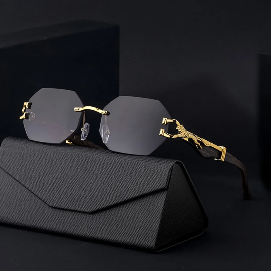 Men's Vintage Fashion Glasses with -Glare & Wood Grain Frame