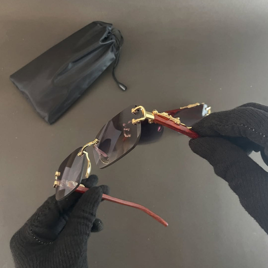 Men's Metal Square Frameless Double Bar Vintage High-Quality