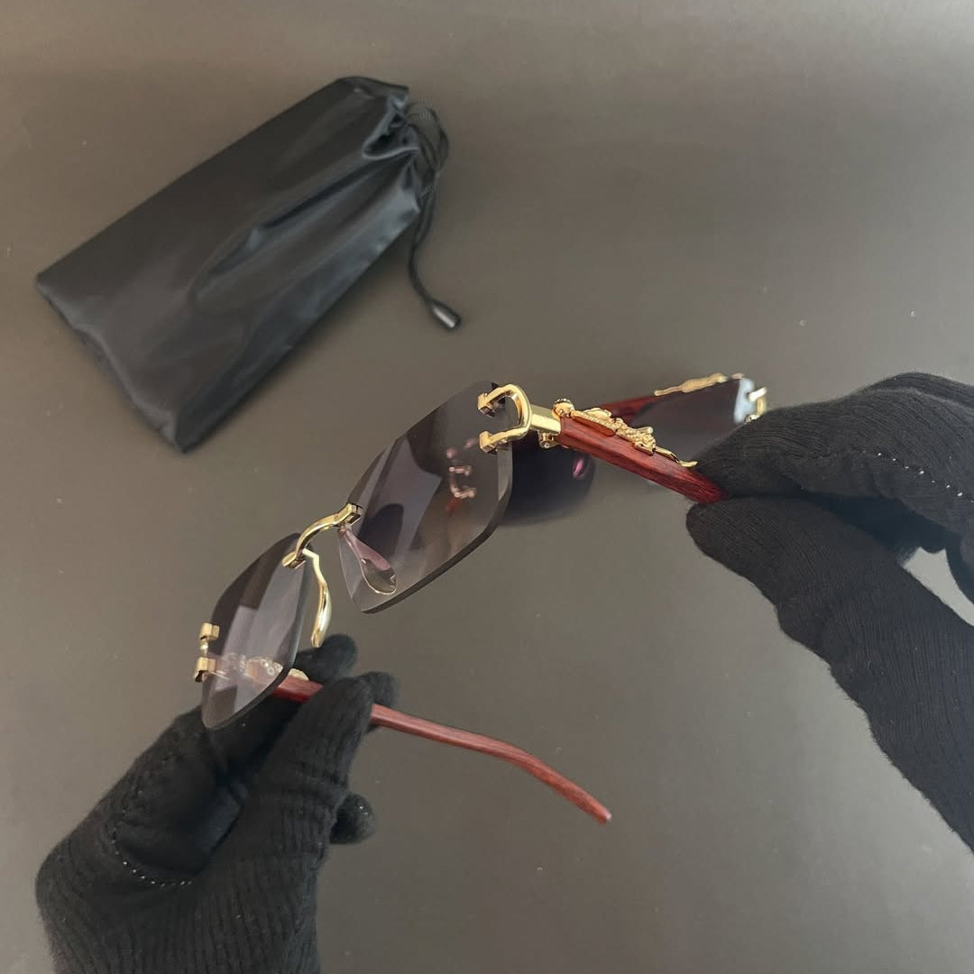 Men's Metal Square Frameless Double Bar Vintage High-Quality