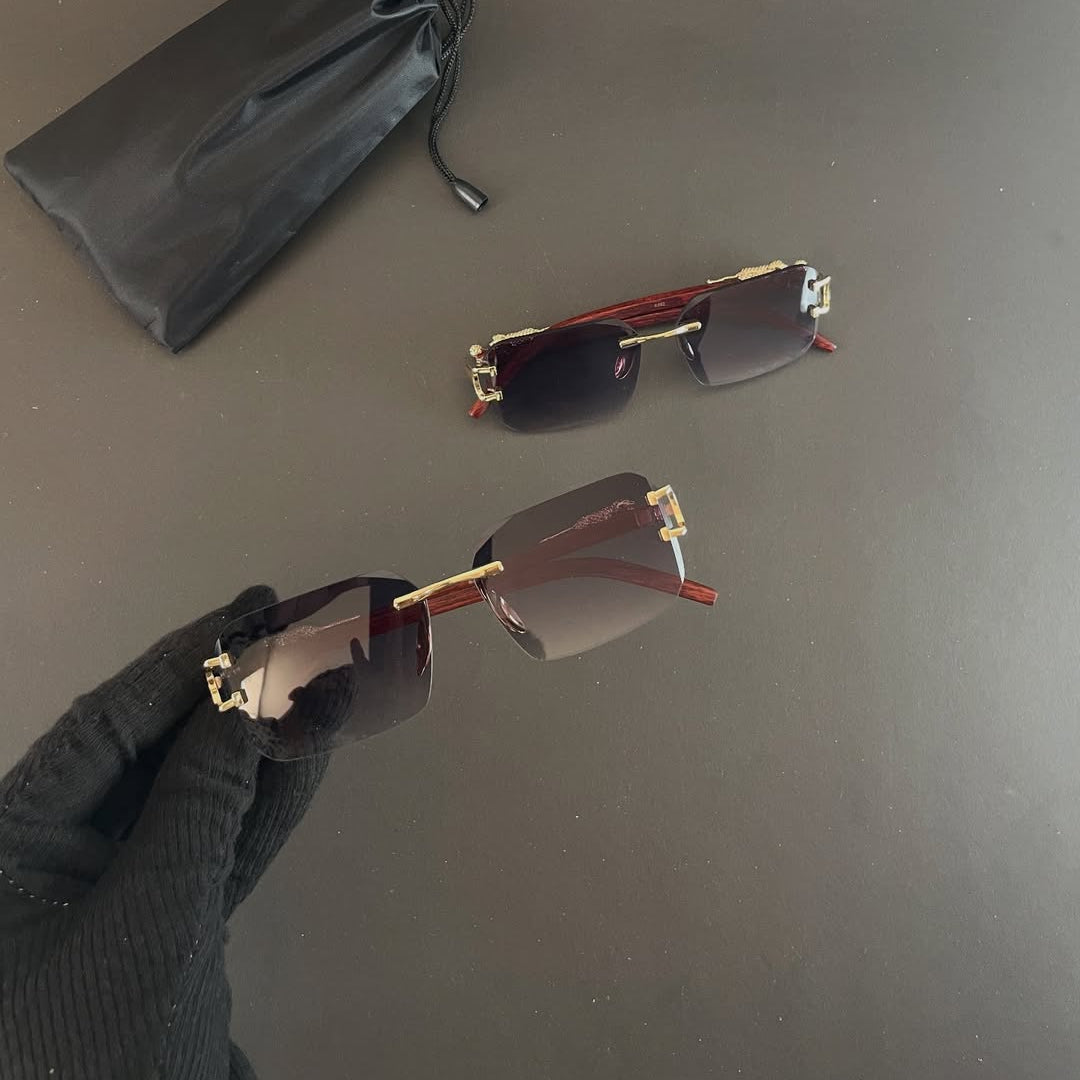 Men's Metal Square Frameless Double Bar Vintage High-Quality