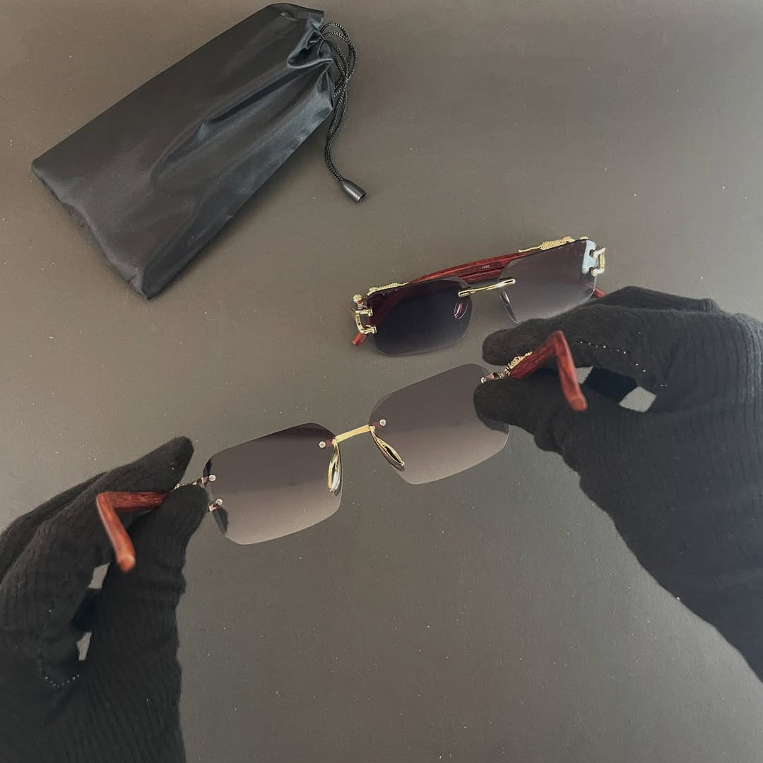 Men's Metal Square Frameless Double Bar Vintage High-Quality