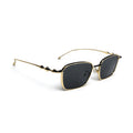 Metal Frame Fashion Glasses with Gradient Blue Lenses & Golden-Tone Rectangular Design