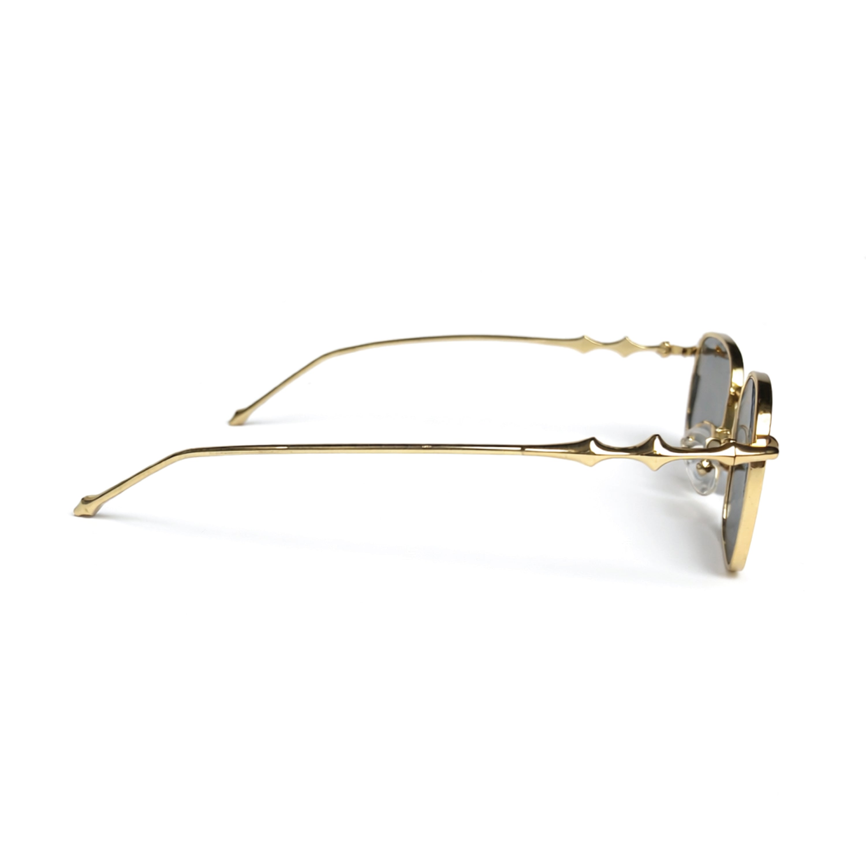 Metal Frame Fashion Glasses with Gradient Blue Lenses & Golden-Tone Rectangular Design