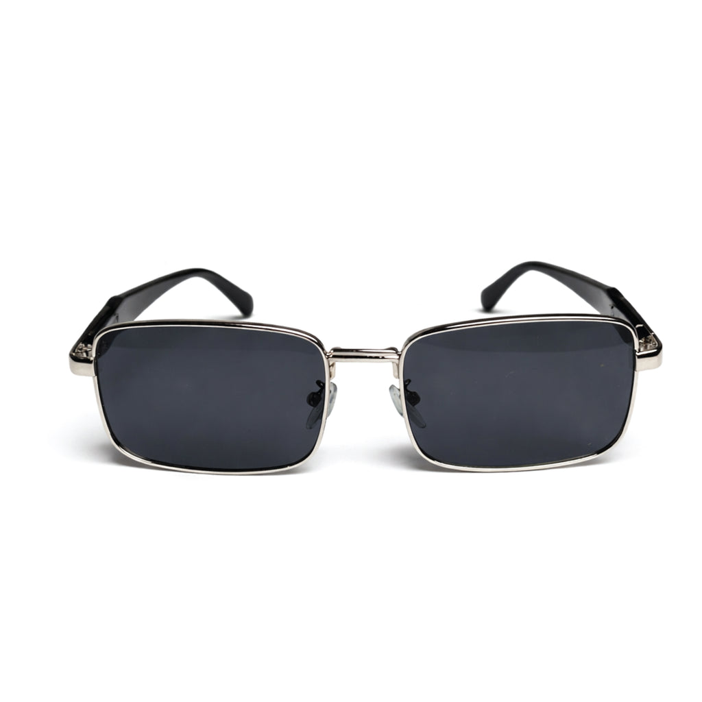 Men's Retro Square Metal Frame Fashion Glasses with Golden Accents