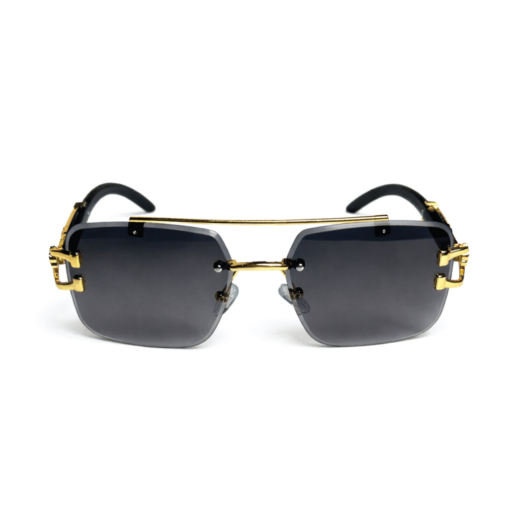 Men's Metal Square Frameless Double Bar Vintage High-Quality