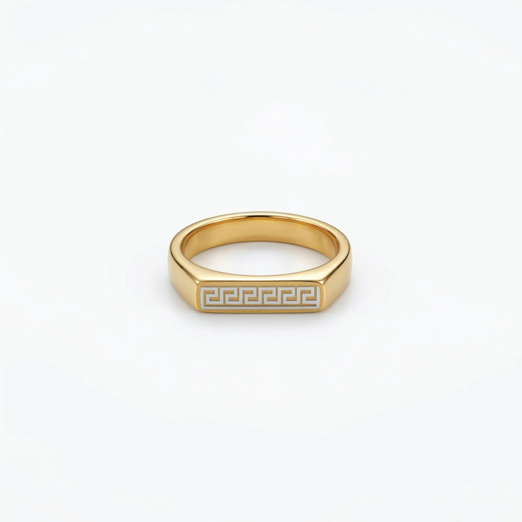 Elysian Greek Key Ring for men's