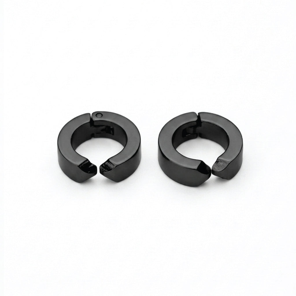 Black Non-Piercing Earrings For Men