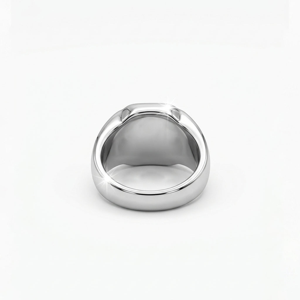Rhodium plated black onyx ring