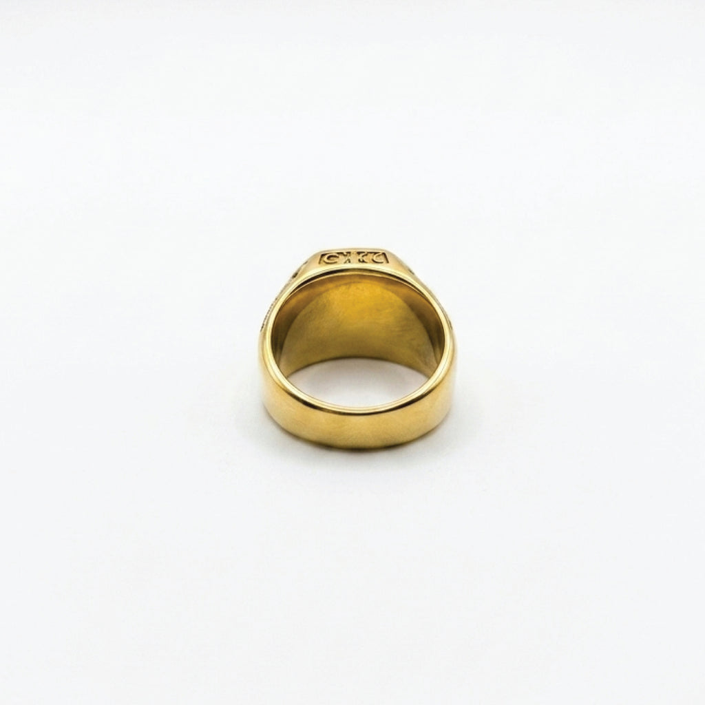 Black Stone Meander Ring