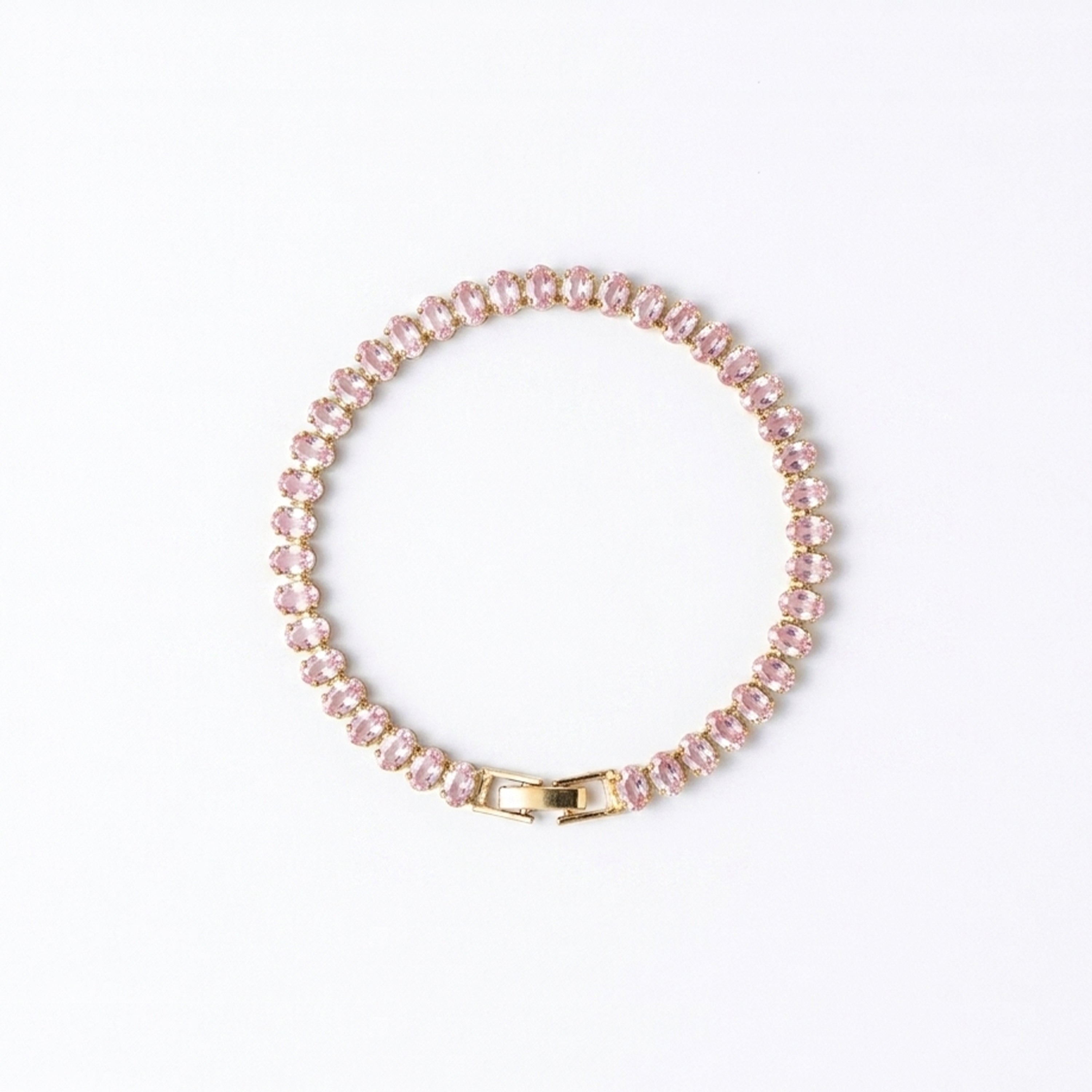 Tennis braclet pink oval crystal 3mm