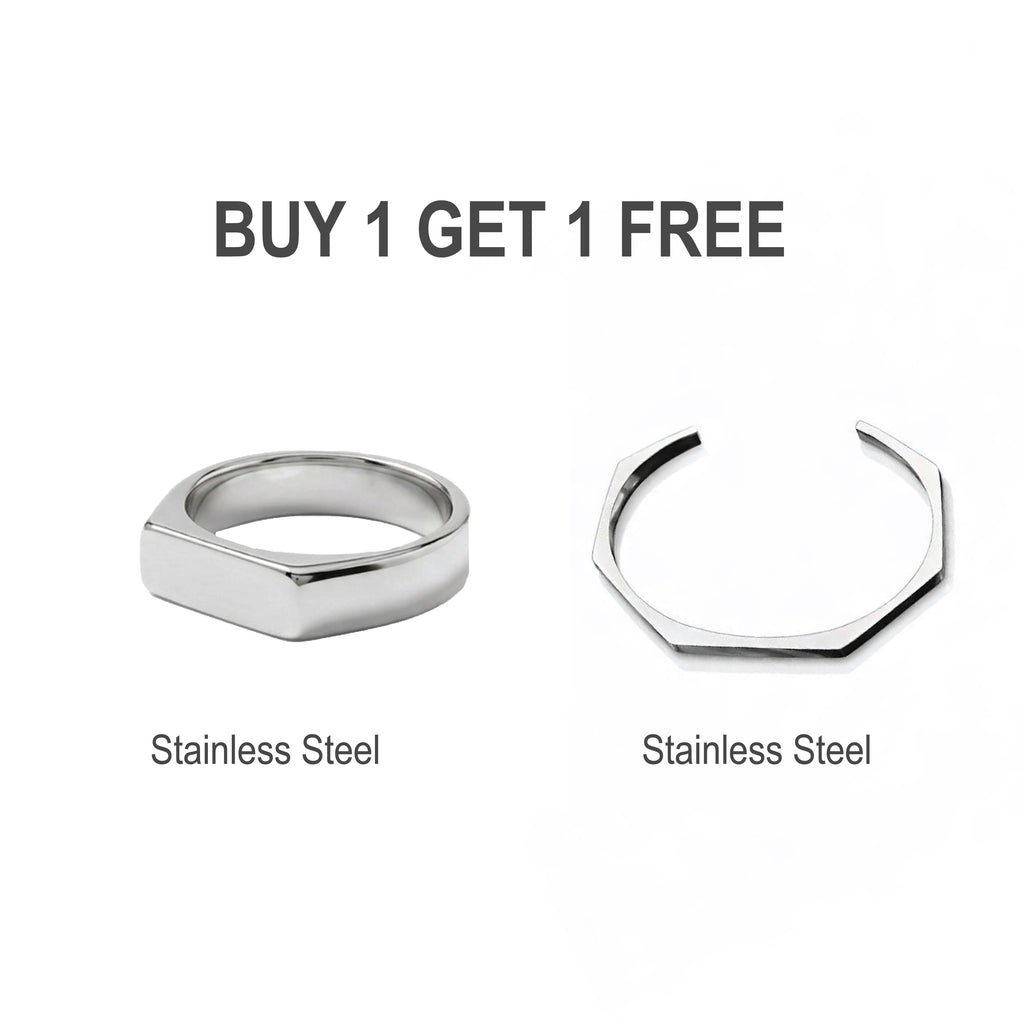 Hexa Bracelet Silver + Silver Greek ring