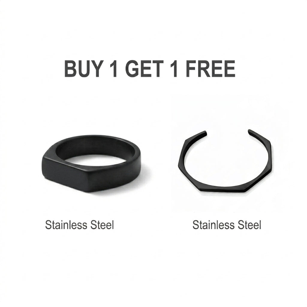 Hexa bracelet black + Black Greek Ring