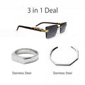 Prestige Leopard Sunglasses + Hexa Bracelet + Silver Greek Ring