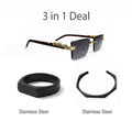 Prestige Leopard Sunglasses + Rope Silver Chai + Silver Greek Ring
