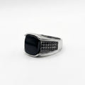 Rhodium plated black onyx ring