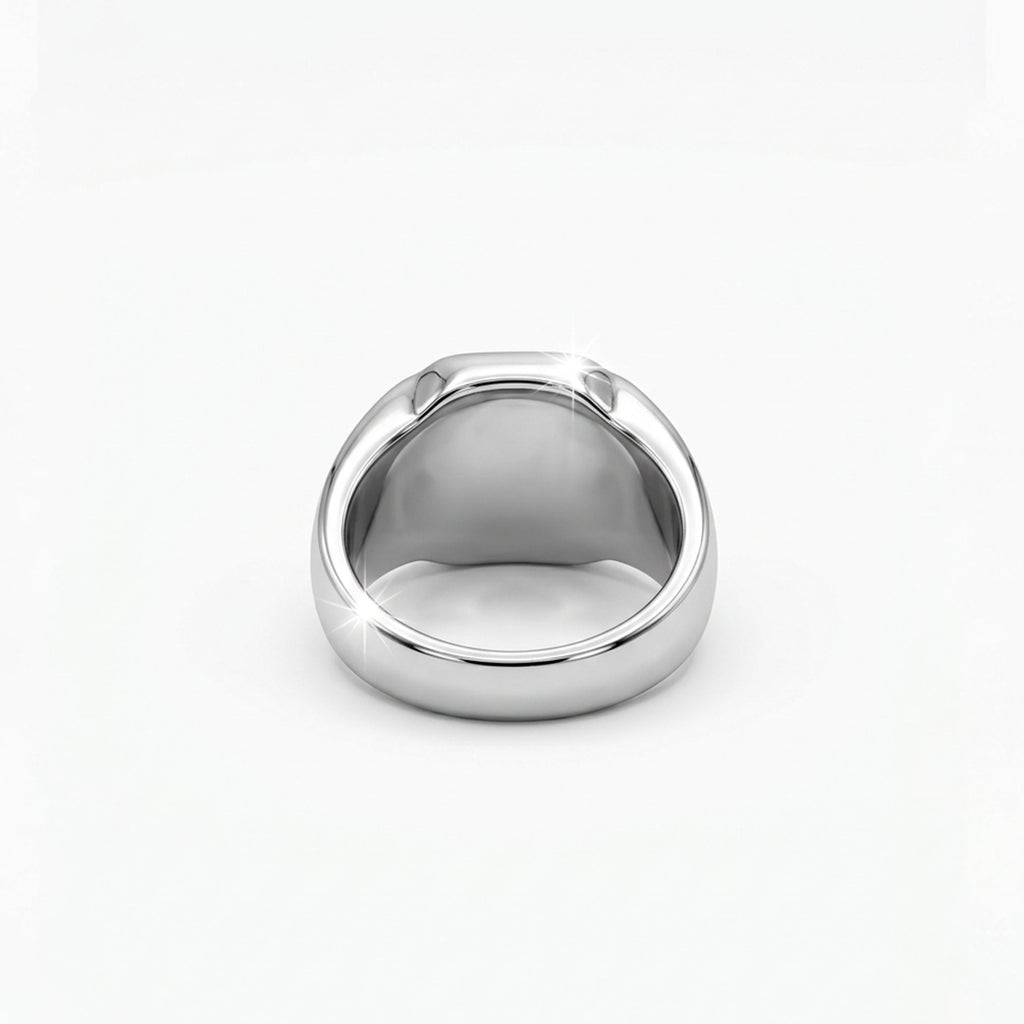 Rhodium plated black onyx ring