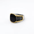 Rhodium plated black onyx ring