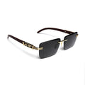 Black Rectangular Frames with Golden-Tone Metal Glasses
