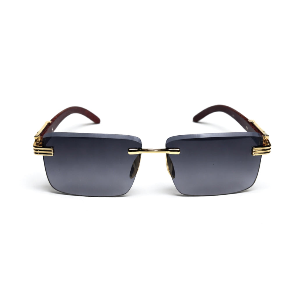 Black Rectangular Frames with Golden-Tone Metal Glasses