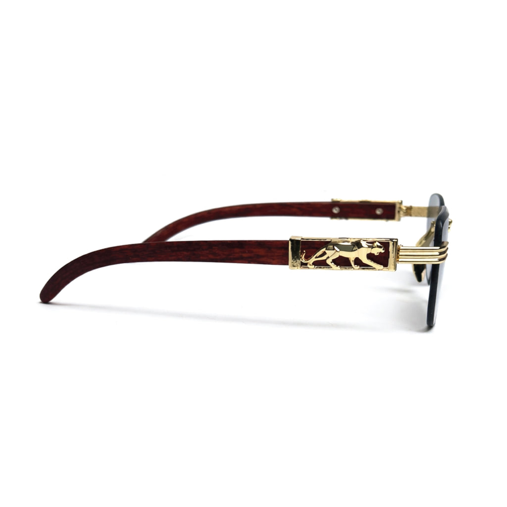 Black Rectangular Frames with Golden-Tone Metal Glasses