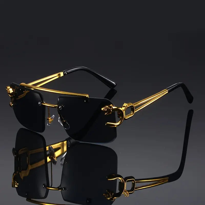 Vintage Golden Frameless Glasses for Men Travel Glasses