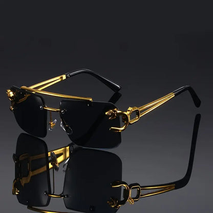 Vintage Golden Frameless Glasses for Men Travel Glasses