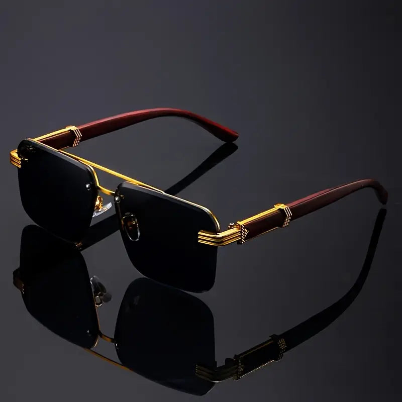 Stylish Double Beam Half-Frame Polygonal Edgeless Glasses
