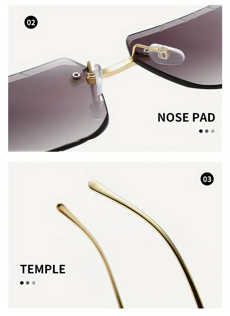 Rimless Leopard Detail Glasses with Anti-Reflection PC Lens, Zinc Alloy Frame
