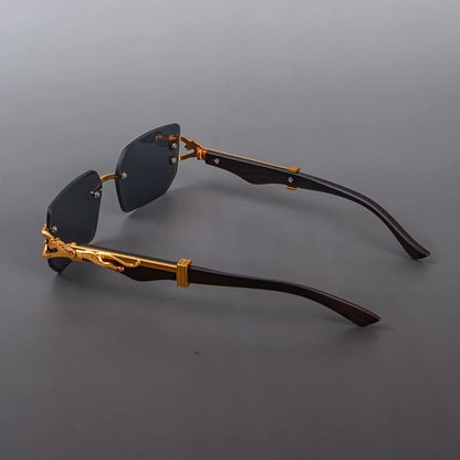Boho Style Black Glasses with Golden Accents - Anti-Radiation, Scratch-Resistant